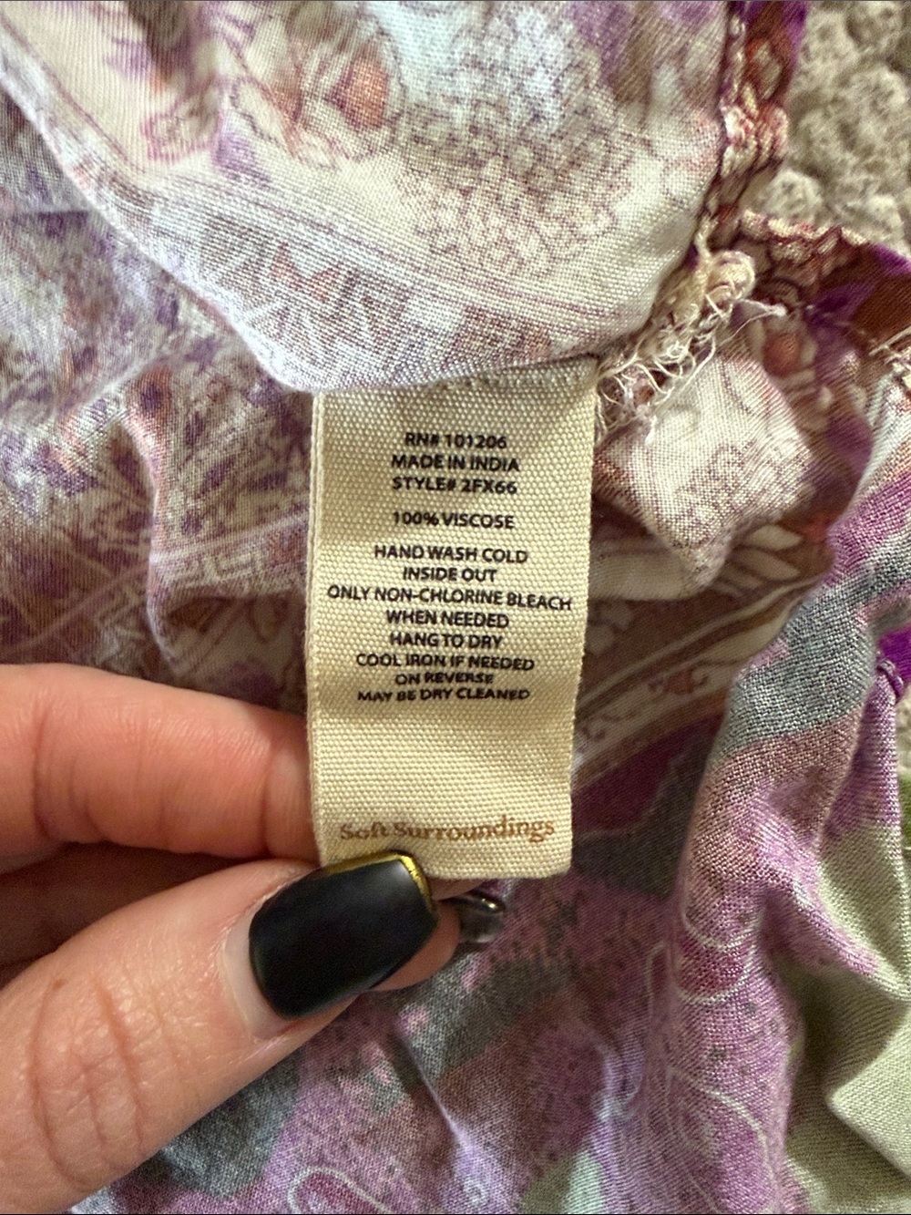 Soft Surroundings Purple Paisley Tee with Green Trim - Picture 3 of 6